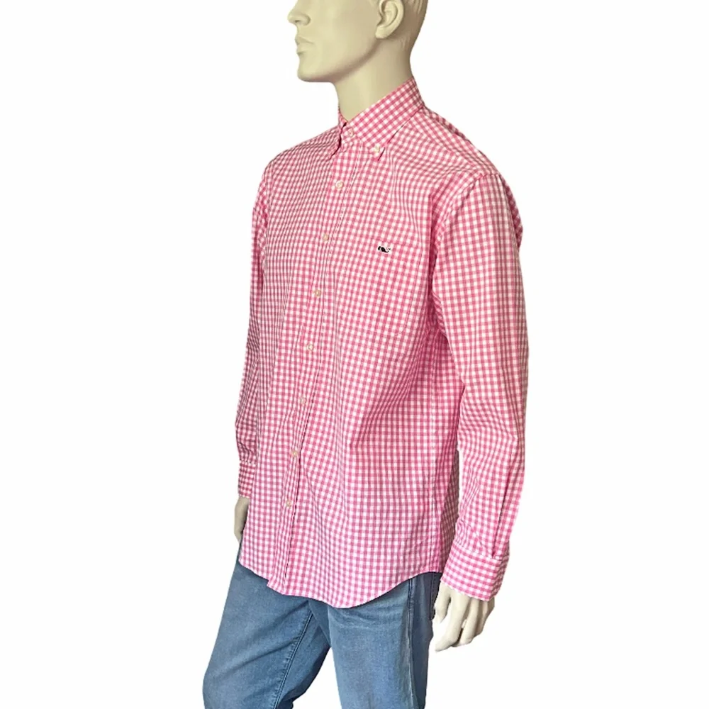 Vineyard Vines Classic Fit Tucker Shirt 100% Cotton Pink Gingham Check NWOT - Picture 4 of 13